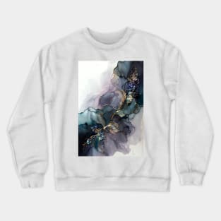 Purple Floral Harmony - Abstract Alcohol Ink Art Crewneck Sweatshirt